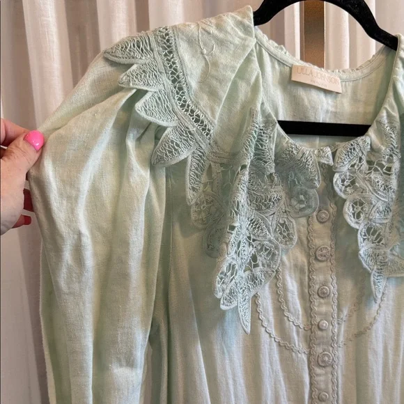 Ulla Johnson Light Green Long Sleeve Linen Dress - Picture 14 of 14